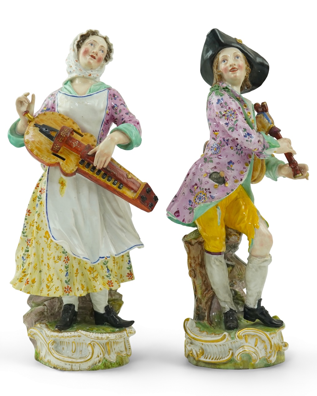 A pair of large Meissen figures of musicians, 19th century